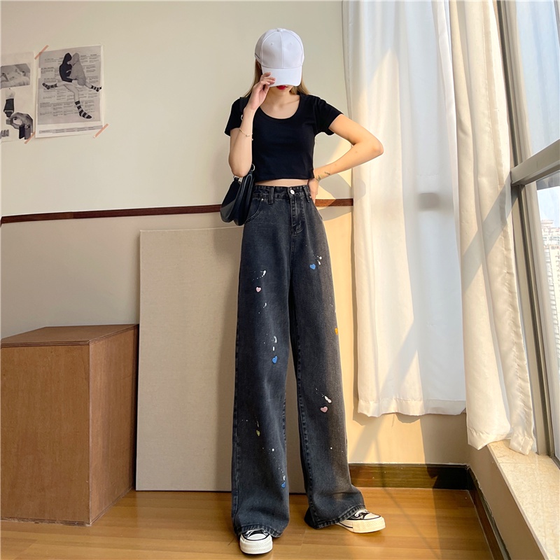 Quần Jeans Nữ Lưng Cao Ống Rộng Thời Trang Hàn Quốc
