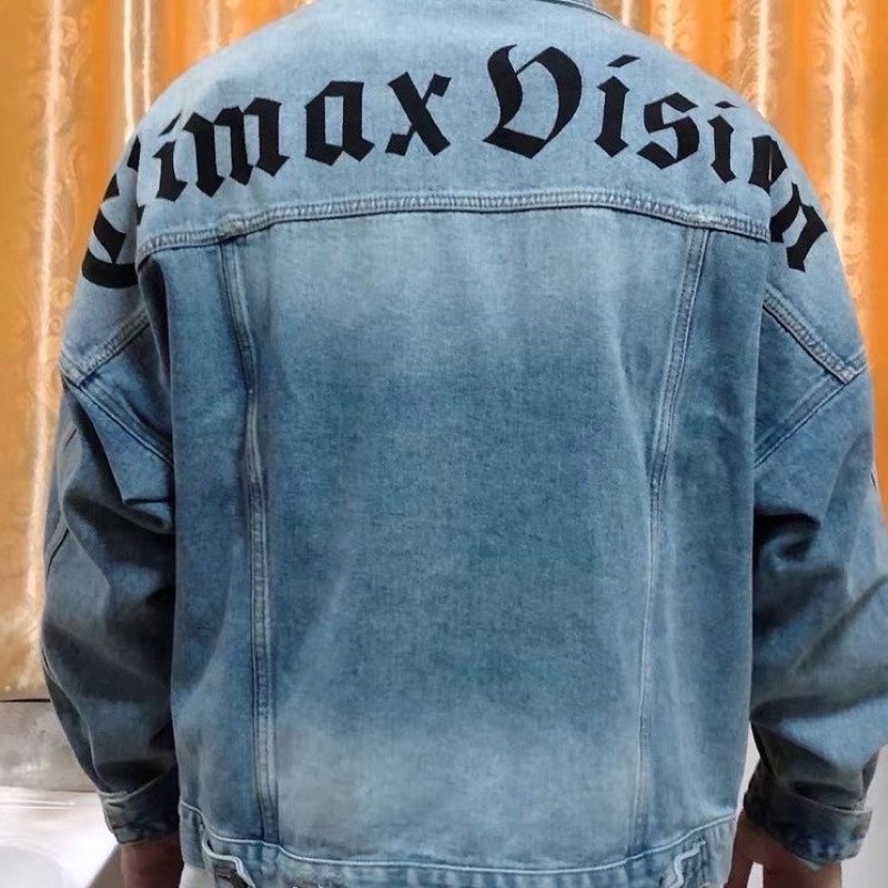 - ẢNH THẬT ÁO KHOÁC BÒ JEAN DENIM HOẠ TIẾT CHỮ CLIMAX DIVISION UNISEX CÁ TÍNH