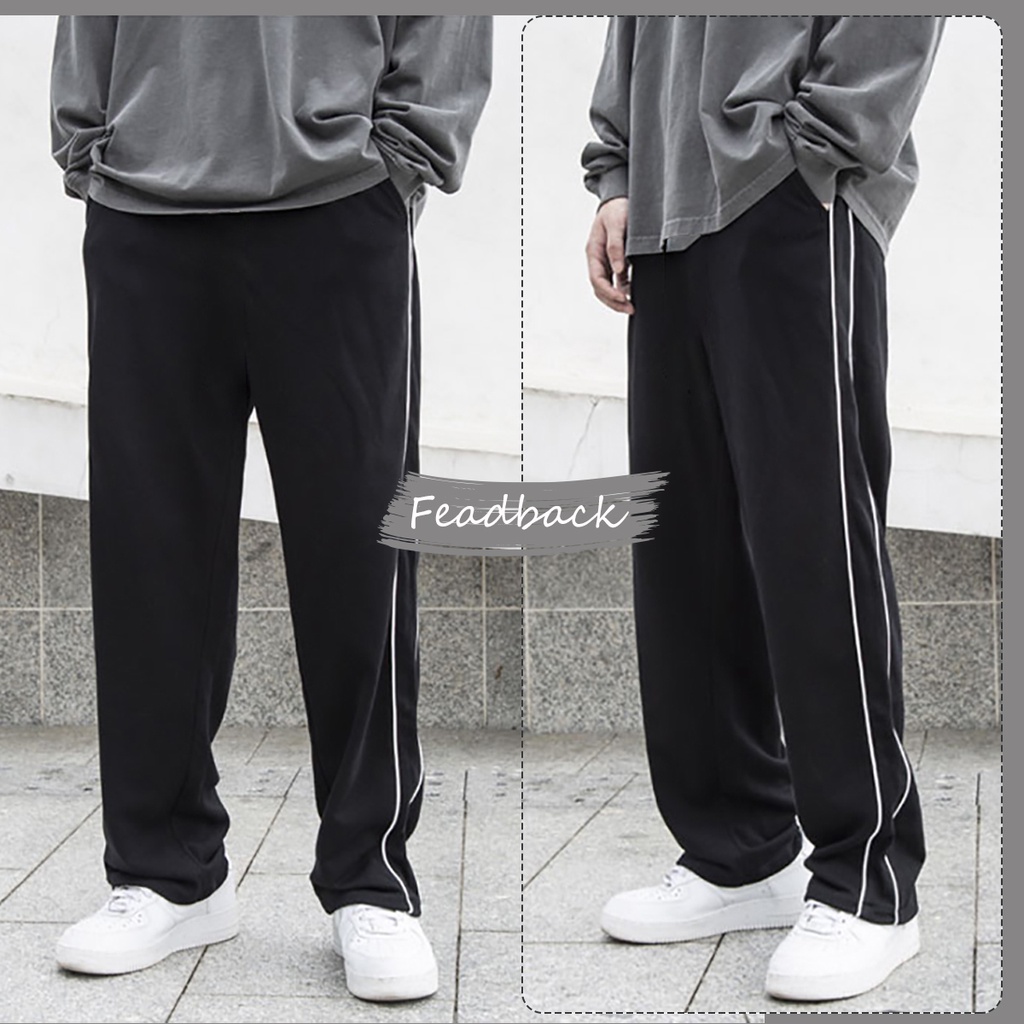 Quần ống rộng nam nữ thể thao ,quần lưng thun 2 line track pants Qthouse