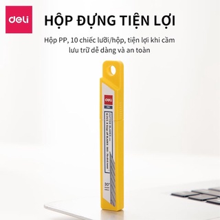 Lưỡi dao rọc giấy 2015 Inox Deli - Lưỡi dao 30 Độ cao cấp tiện lợi - 1 hộp 10 chiếc - HOKAMI STORE