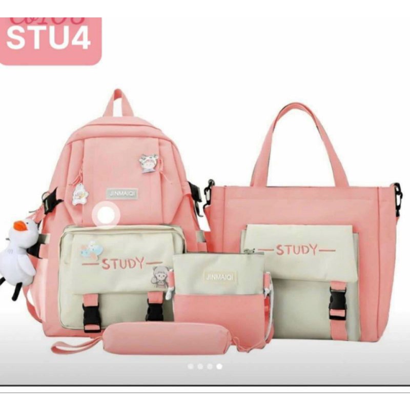 Bộ Balo 4 Món Combo 4 Món STU phối màu Ulzzang