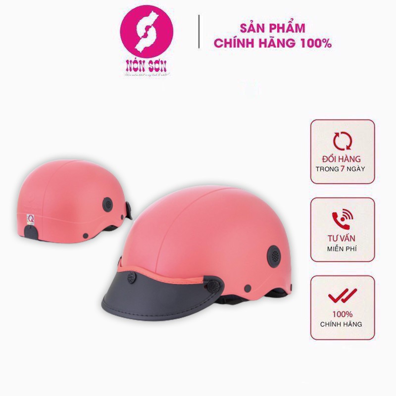 Nón Sơn bảo hiểm màu hồng hàng chuẩn chính hãng dáng nửa đầu chất liệu nhựa ABS cao cấp