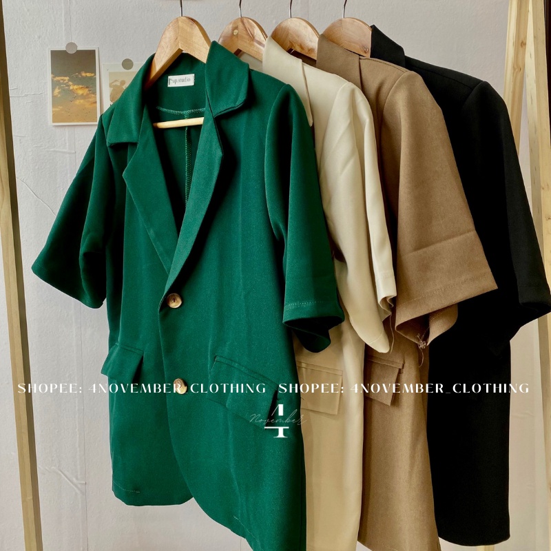 Áo blazer ngắn tay thời trang Hàn quốc - Áo blazer cộc tay có tui Ulzzang