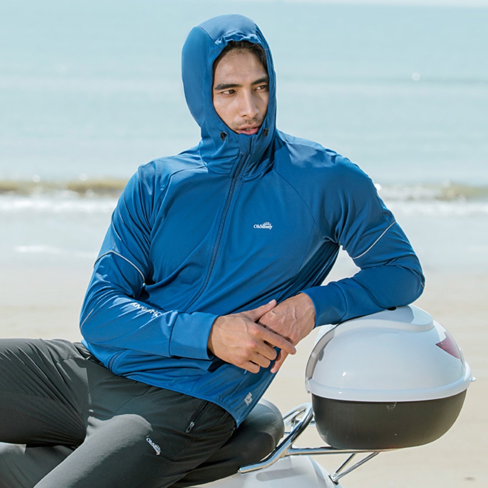OhSunny Áo khoác có nón trùm mỏng chống nắng UV thời trang đi biển