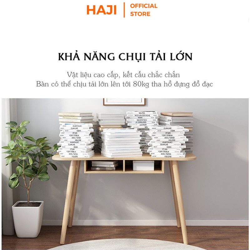 Bàn học thông minh có ngăn để vật dụng thiết kế tối giản chân gỗ sồi chắc chắn HAJI A185
