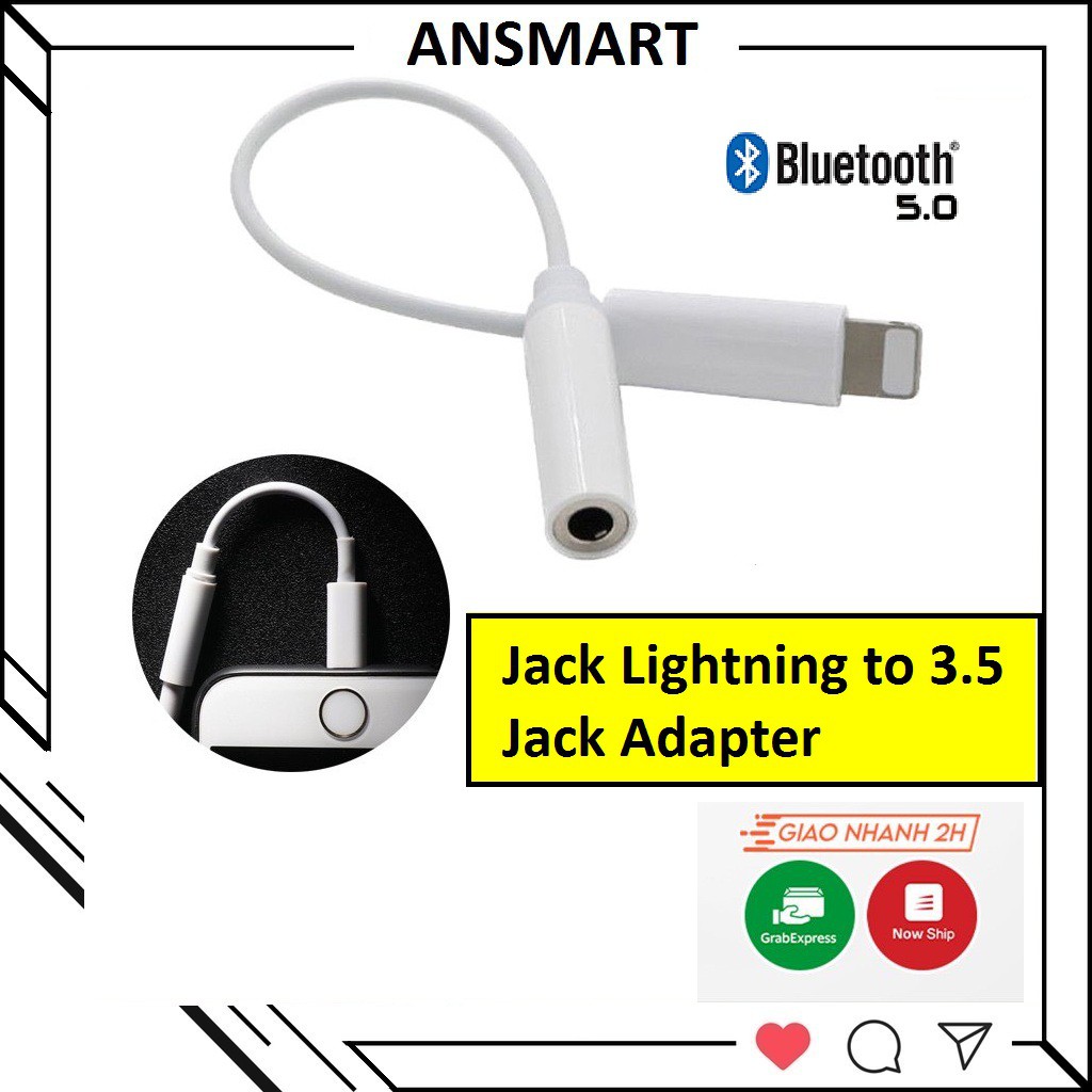 Jack Chuyển Đổi Tai Nghe Lightning Sang 3.5  Iphone 7, 7plus, 8, 8plus , X - Tai nghe ( Kết nối bluetooth) ( ANSMART )