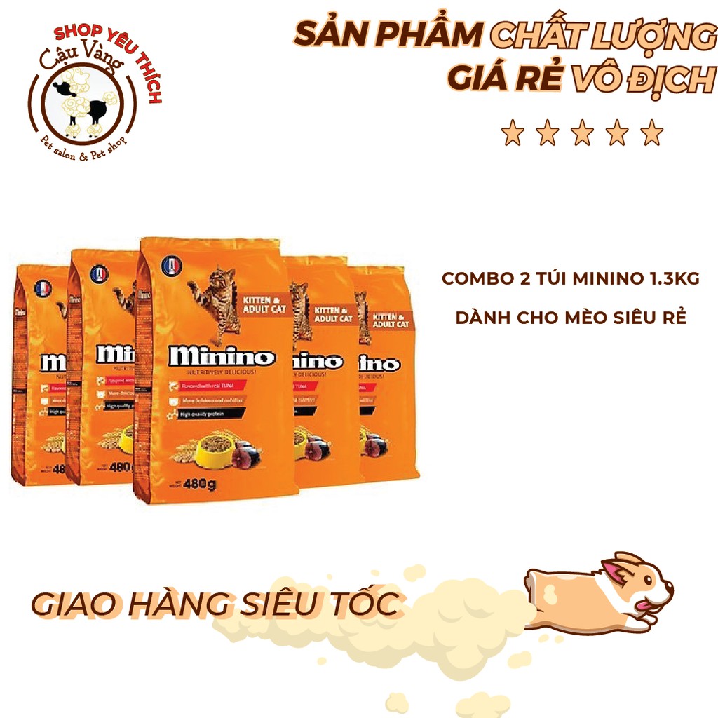 [COMBO 2 gói] thức ăn mèo Minino 1,3kg