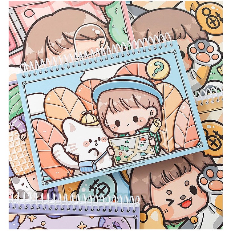 Sổ chiết DoDoJam siêu dễ thương, Sổ bìa còng lưu trữ sticker họa tiết Telado xinh xắn, Sổ lò xo ABU bảo quản washitape