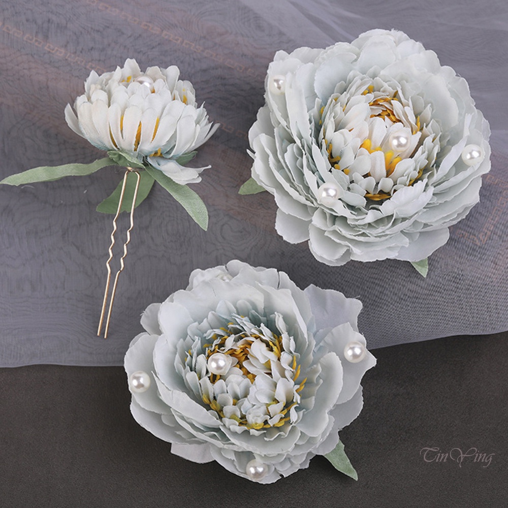 GETNOIVAS Bộ 3 Kẹp Tóc Hoa Lụa Thời Trang Cho Nữ