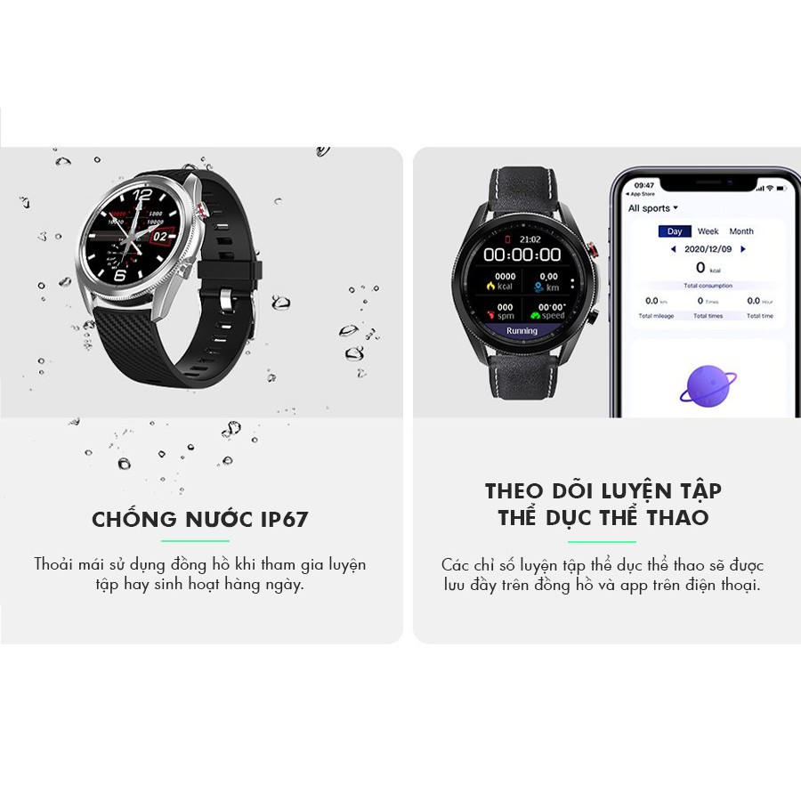 Đồng hồ thông minh DT91 - Gọi điện, nghe nhạc Bluetooth, Menu xoay siêu đẹp, chống nước, tặng kèm dây da