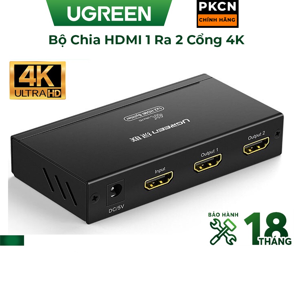 Bộ Chia HDMI UGREEN1 Ra 2 Hỗ Trợ 4K30Hz Cao Cấp 40201 Chính Hãng