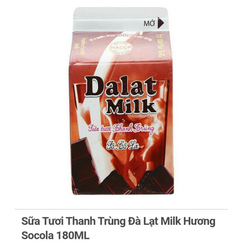 Sữa Tươi Thanh Trùng Đà Lạt Milk Hương Socola/ dâu 180ML