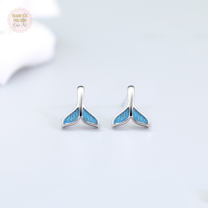 Bông tai nữ đuôi nàng tiên cá thời trang Hàn cực xinh, bạc ý S925 giá rẻ - HT219