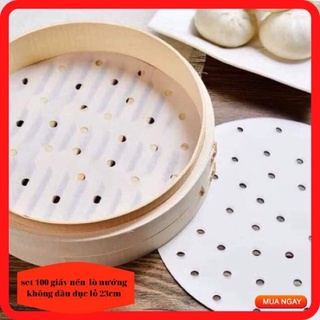 Giấy Nến Đục Lỗ 100 Tờ  23cm Dùng Cho Nồi Chiên Không Dầu, Làm Bánh, Phụ Kiện Nấu Ăn