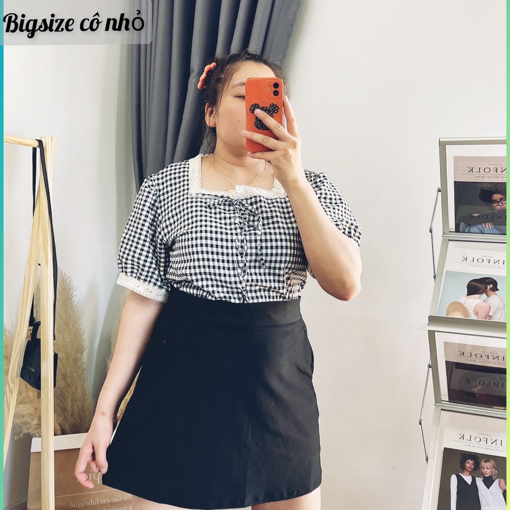 Áo sơ mi caro , áo bigsize nữ cổ chui đầu AK3