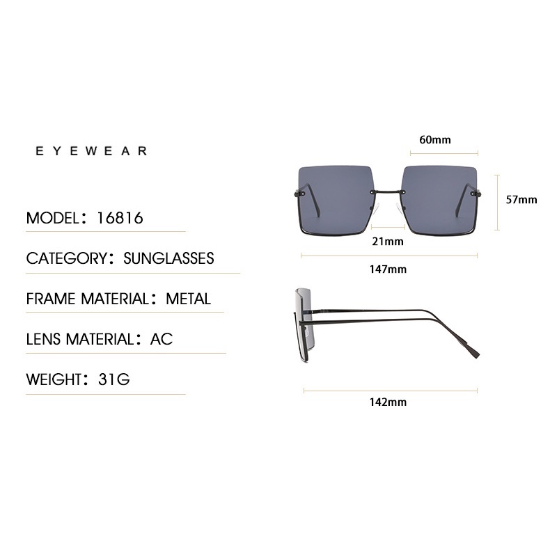 Kính Mát Vuông Chống Tia UV400 Phong Cách Hàn Quốc