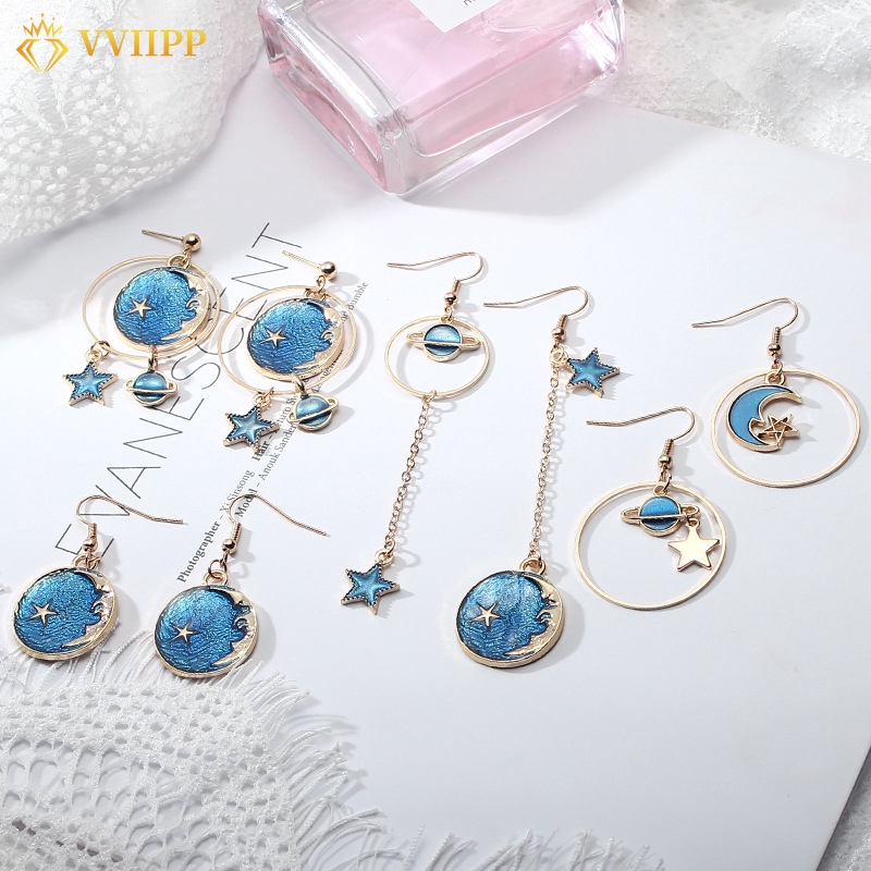 Hoa Tai Hình Mặt Trăng Ngôi Sao Thời Trang Cho Nữ