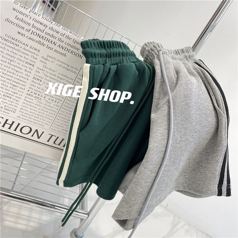 Quần Short Thể Thao Lưng Cao Ống Rộng Phong Cách Retro Mỹ