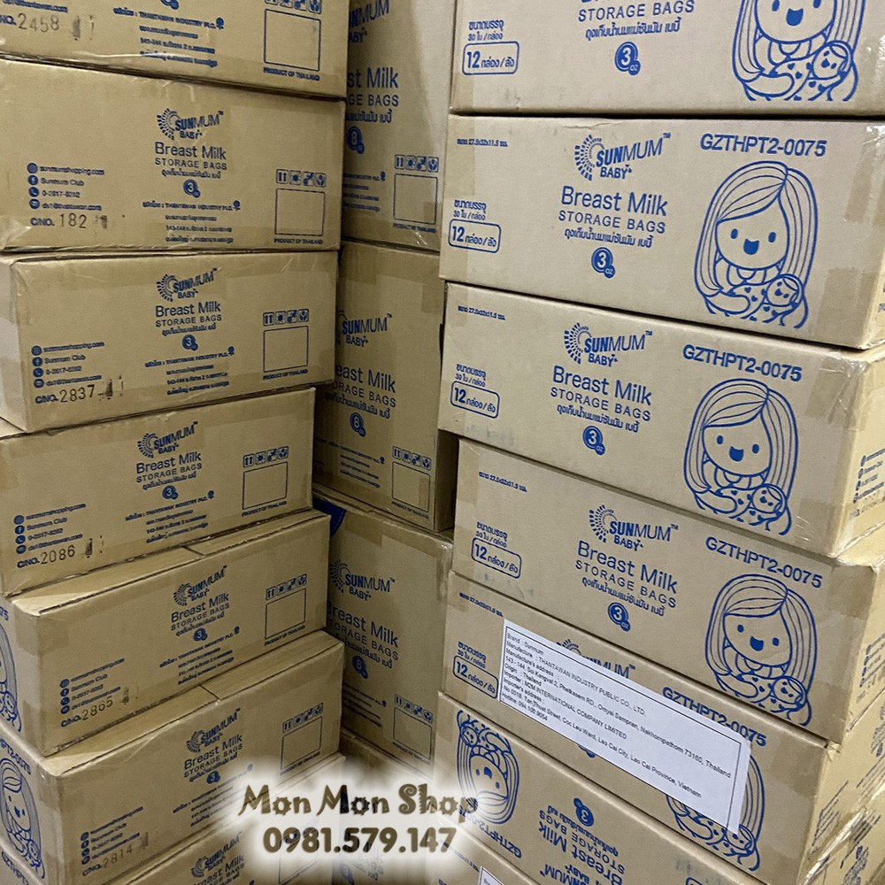 [Sỉ giá tốt] Thùng nguyên seal 12 hộp túi trữ sữa Sunmum 100ml Thái Lan
