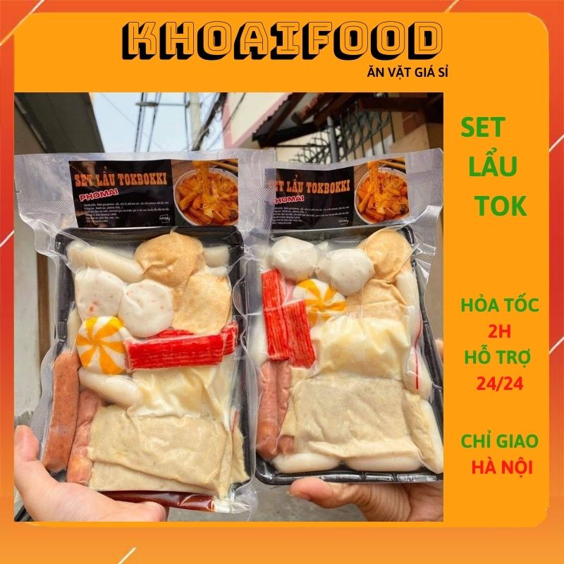 Set lẩu tokbokki phong cách lẩu bánh gạo Hàn Quốc ăn là mê ( khay 500gr )