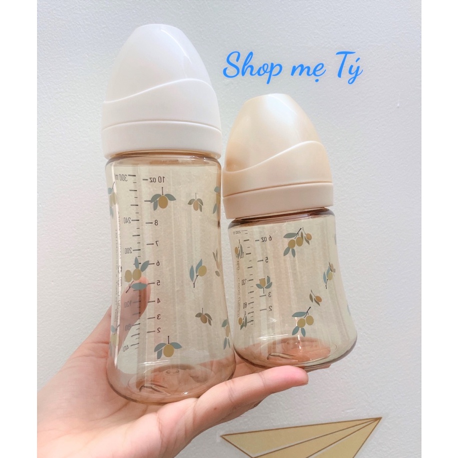[TÁCH SET] Bình sữa Grosmimi Olive hoạ tiết Oliu nội địa Hàn cho bé size 200ml - 300ml