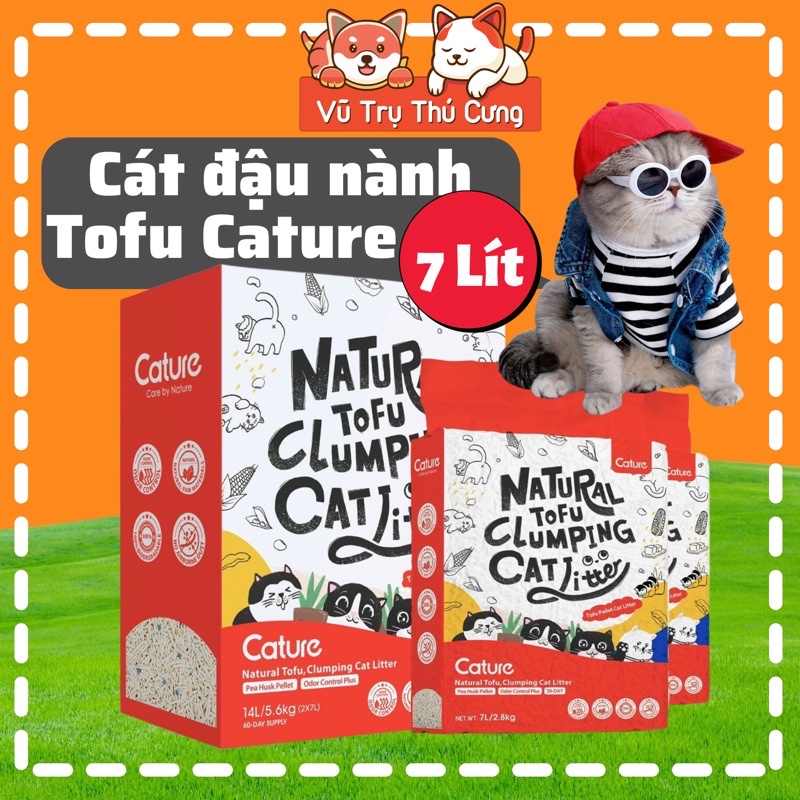 Cát đậu nành Tofu Cature hương Sữa, túi 7L (2,8Kg), Cát vệ sinh cho Mèo không bụi, khử mùi trong phòng kín