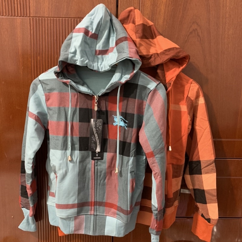 Áo khoác nữ thun cotton sọc rarô 4 túi