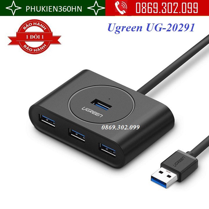 Bộ chia cổng USB 4 cổng 3.0 dài 80cm chính hãng Ugreen UG-20291