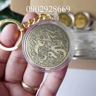 Móc Khóa Đồng Xu Long - Phụng Sum Vầy, quà tặng phong thủy may mắn