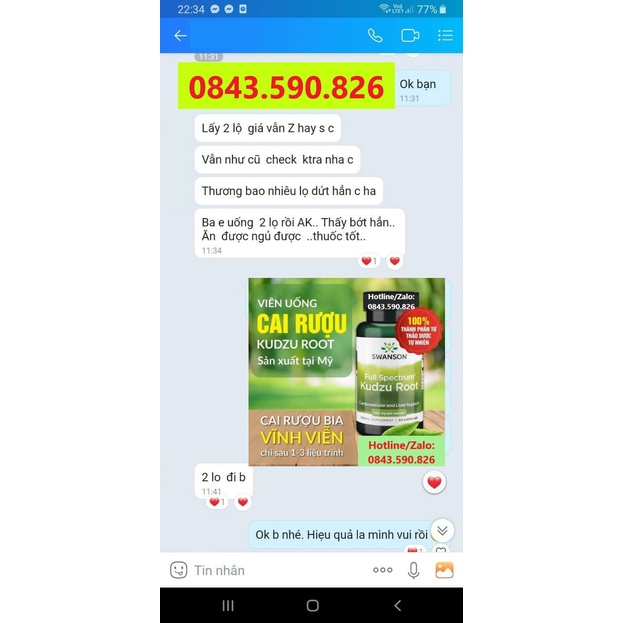 Viên uống hỗ trợ cai_rượu Swanson Kudzu Root 500mg Mỹ