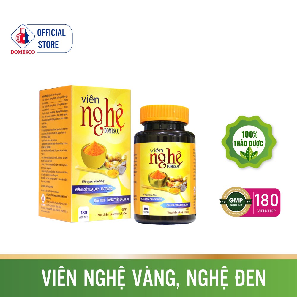 Viên uống giảm đau dạ dày, tăng đề kháng, ngừa ung thư Viên Nghệ DOMESCO - Hộp 180 viên