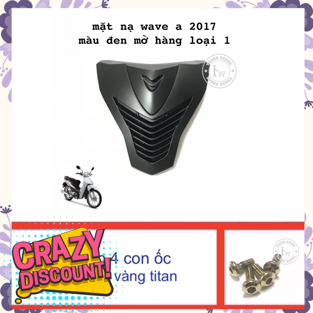 Mặt Nạ WAVE ANPHA 2017 thanh khang màu đen mờ tặng bộ 4 con ốc dĩa thắng vàng titan 006001126  006000009