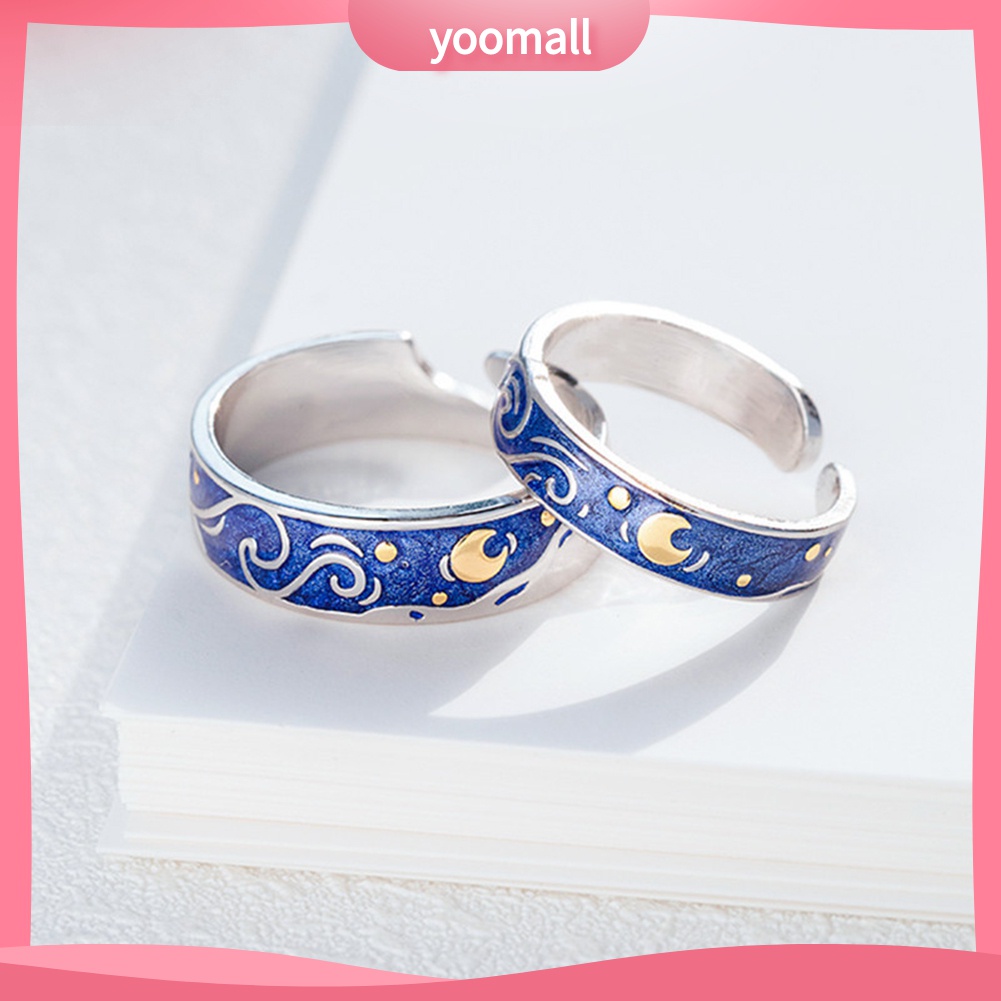 Yomall♡ Nhẫn Hở Hình Mặt Trăng Tráng Men Thời Trang Cho Nam Nữ