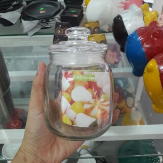 HŨ THỦY TINH TRÒN BẦU 500ML HÌNH THẬT
