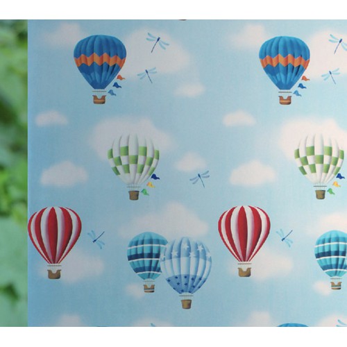 1 mét giấy dán kính khinh khí cầu xanh - khổ rộng 45cm có keo sẵn