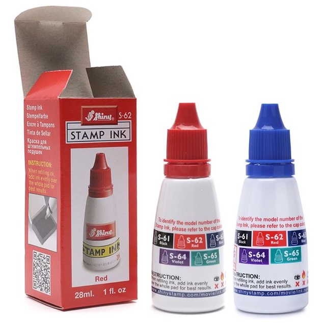 Mực dấu Shiny S-61 đen/ S-62 đỏ/ S-63 xanh/ 28ml - Chính hãng