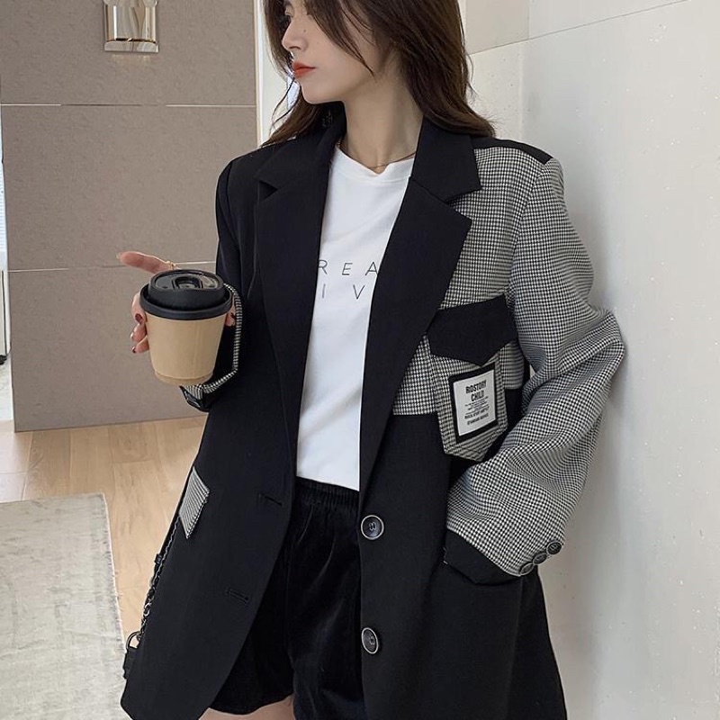 Áo Khoác Blazer Nữ Dáng Suông Rộng Phong Cách Hàn Quốc Mẫu Mới Mã RB055A