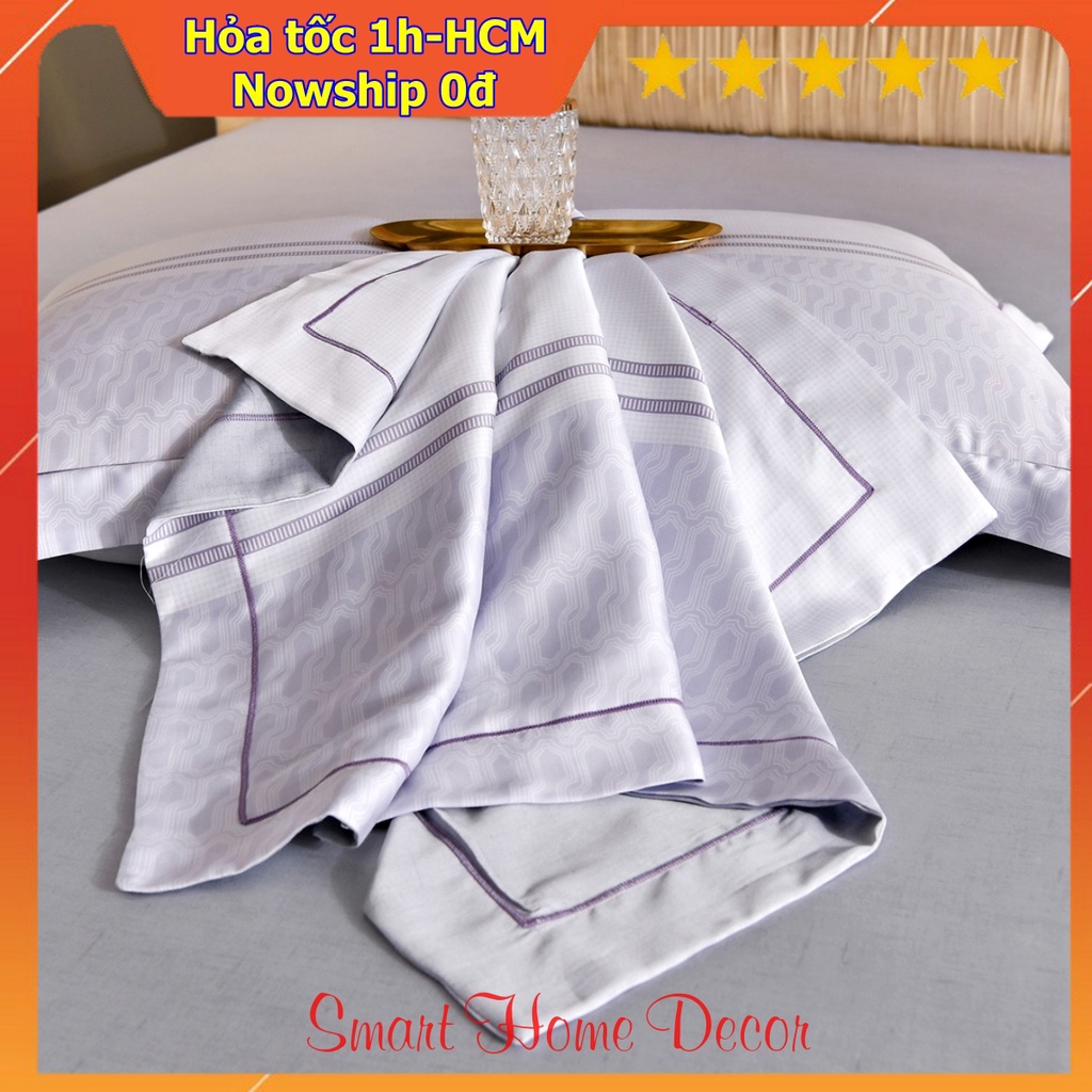 Bộ chăn ga gối 100%Tencel 60s họa tiết sọc in Digital, chất liệu siêu mềm mịn mát