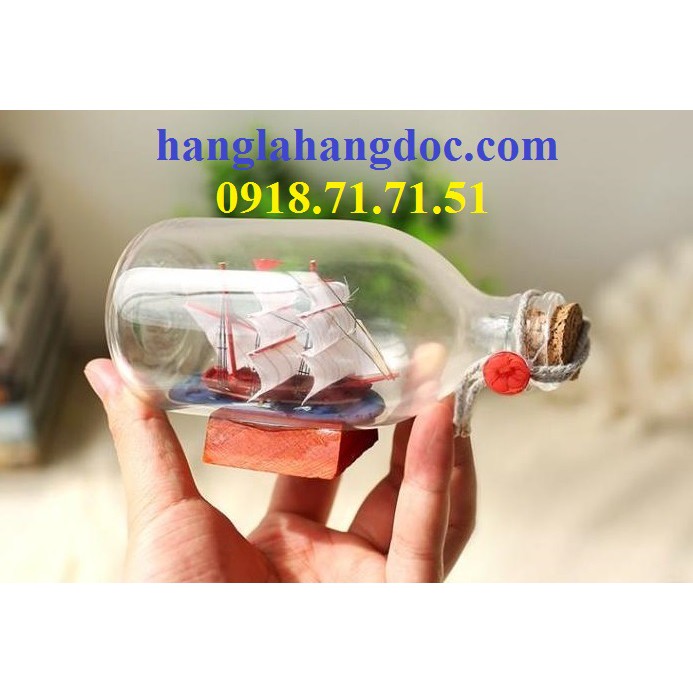 Thuyền trong chai mô hình thu nhỏ quà tặng và vật dụng trang trí ấn tượng V2 (11x5.5cm)