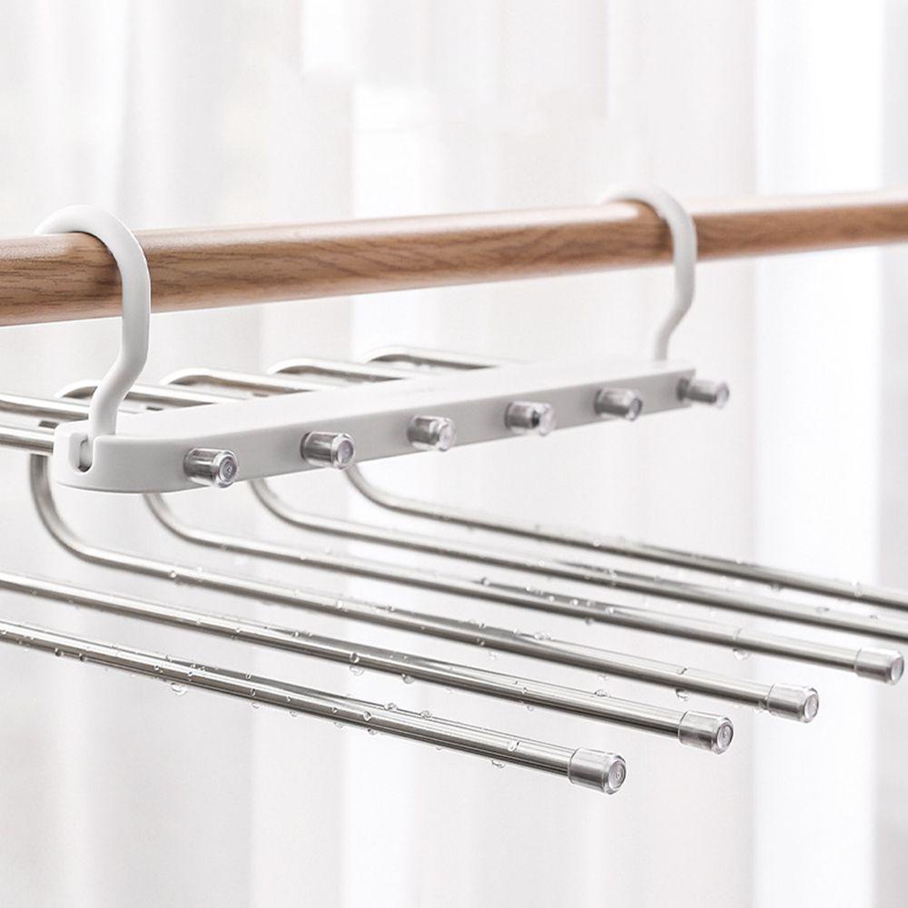 MUVAKO Móc treo quần áo 6 tầng có thể gập lại và điều chỉnh bằng thép không gỉ kiểu chữ s đa năng treo tủ/ nhiều màu