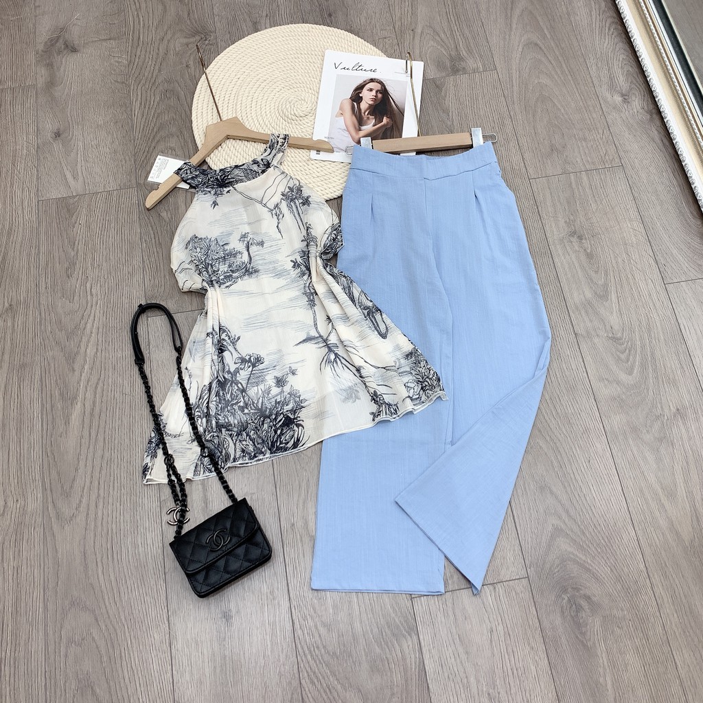 Set đồ nữ cá tính, set quần lửng áo yếm đi chơi sang chảnh mùa hè đẹp 8A00171 | BigBuy360 - bigbuy360.vn