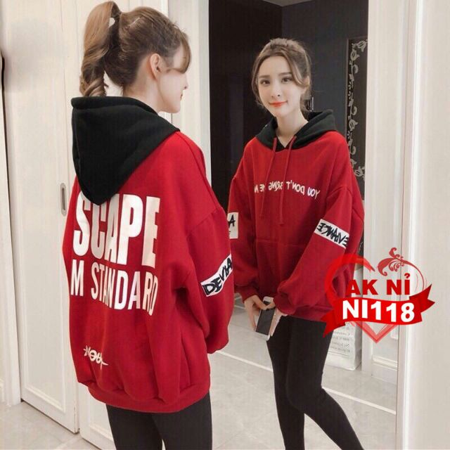 ÁO KHOÁC NỈ HOODIE CỔ CHUI CÓ NÓN