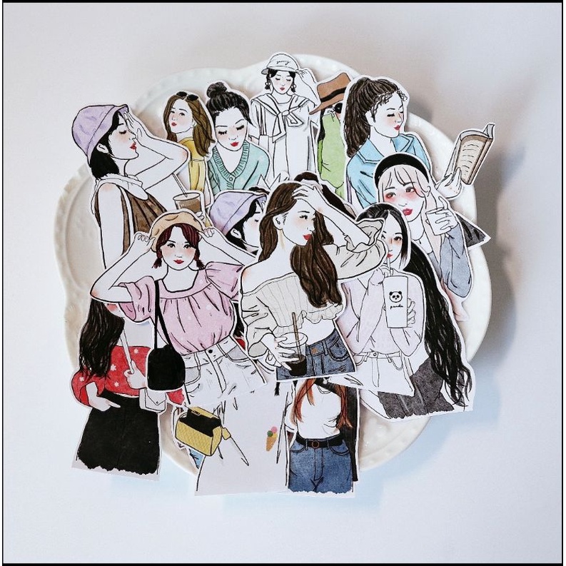 Krisna.room ♡ Jenny Studio- Set gồm 20 hình sticker cô gái mùa hè trang trí sổ