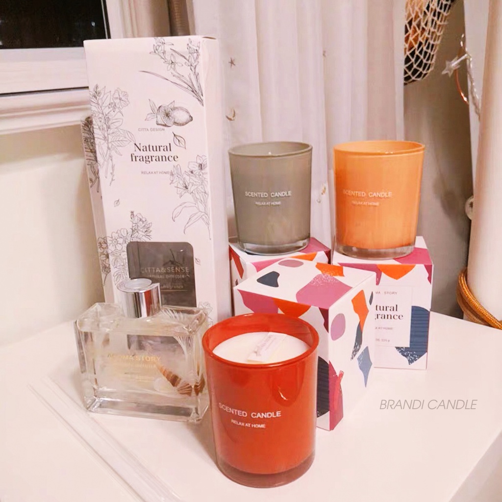 Nến thơm handmade citta relax at home hũ 4 màu hộp hoa văn sắc màu