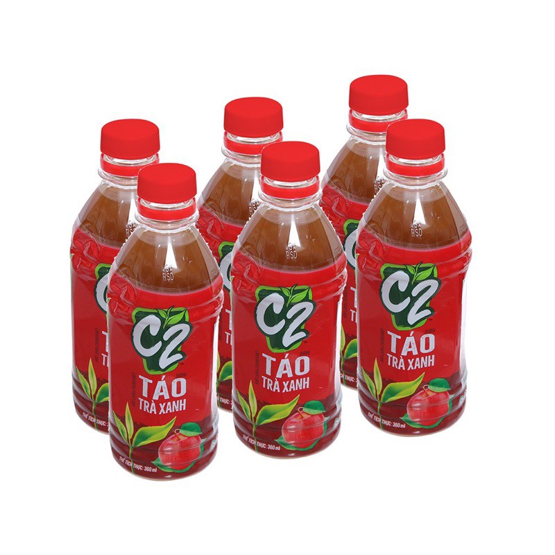 LỐC 6 CHAI TRÀ XANH C2 HƯƠNG CHANH/ TÁO 360ML