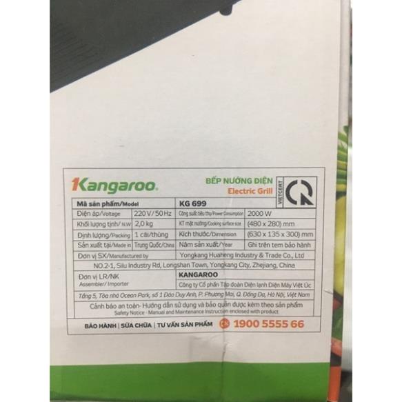 Bếp nướng điện Kangaroo KG699-2000W Hàng chính hãng