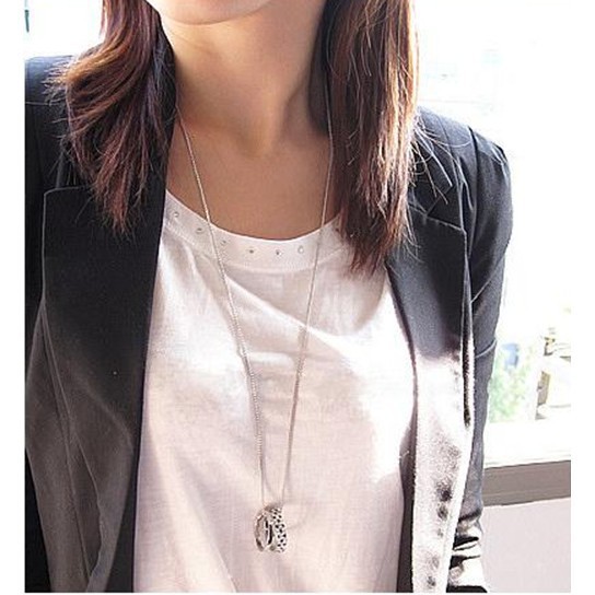 Dây Chuyền Mặt 2 Nhẫn Đính Đá Thời Trang Cho Nam Nữ