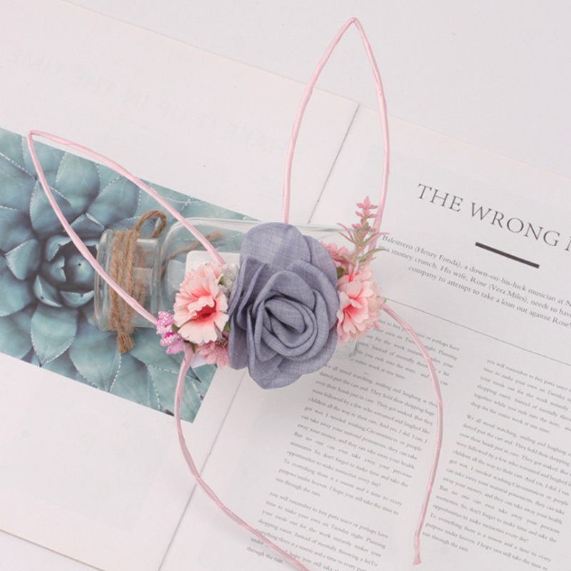 Băng Đô Tai Thỏ Đính Hoa Nhân Tạo Chủ Đề Phục Sinh