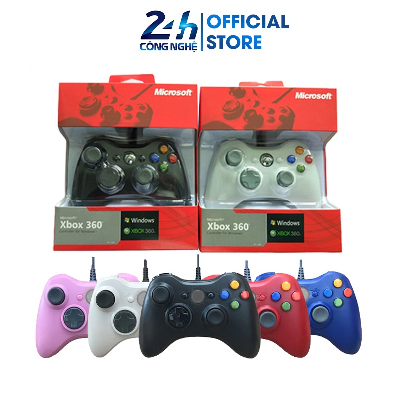Tay cầm Chơi Game Microsoft Xbox 360 Full Box Có Rung có dây dùng được cho mọi PC, Laptop full skill all game - K1236