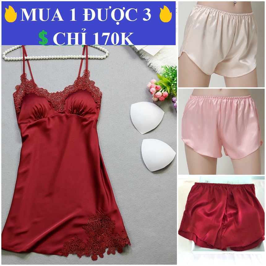 Váy ngủ lụa đẹp AMUSE V09🔥SIÊU SALE🔥đồ ngủ hai dây sexy cổ V cao cấp big size MLXL 65KG giá rẻ | BigBuy360 - bigbuy360.vn